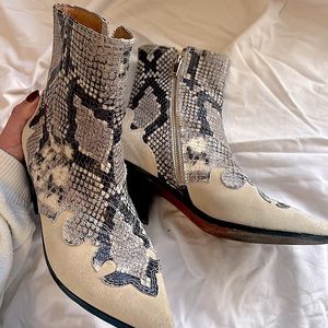 Joie Rafa snakeskin suede cowboy boot